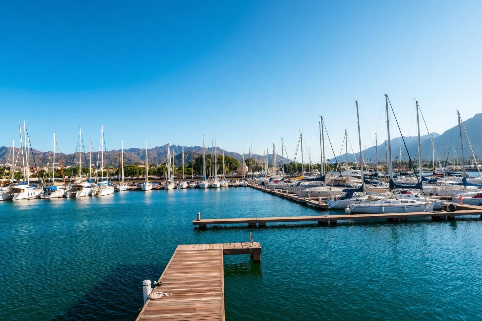 Sailboats and yachts moored at the docks of La Cruz Marina