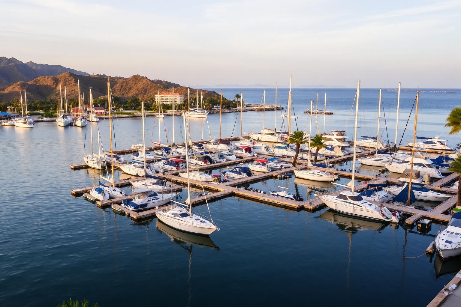Yachts and sailboats docked at La Cruz Marina in Banderas Bay