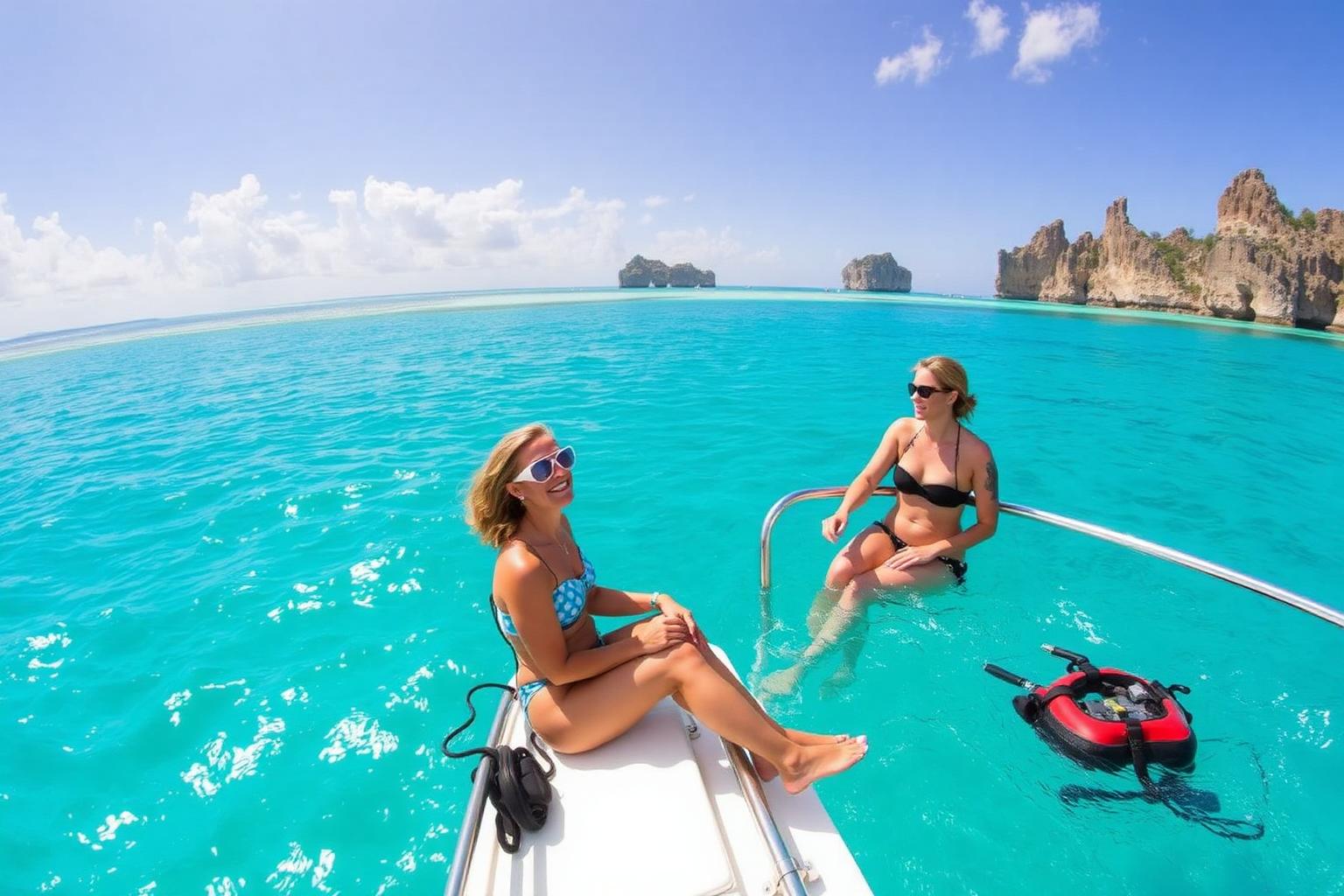 Invitados disfrutando una experiencia en yate cerca de las Islas Marietas