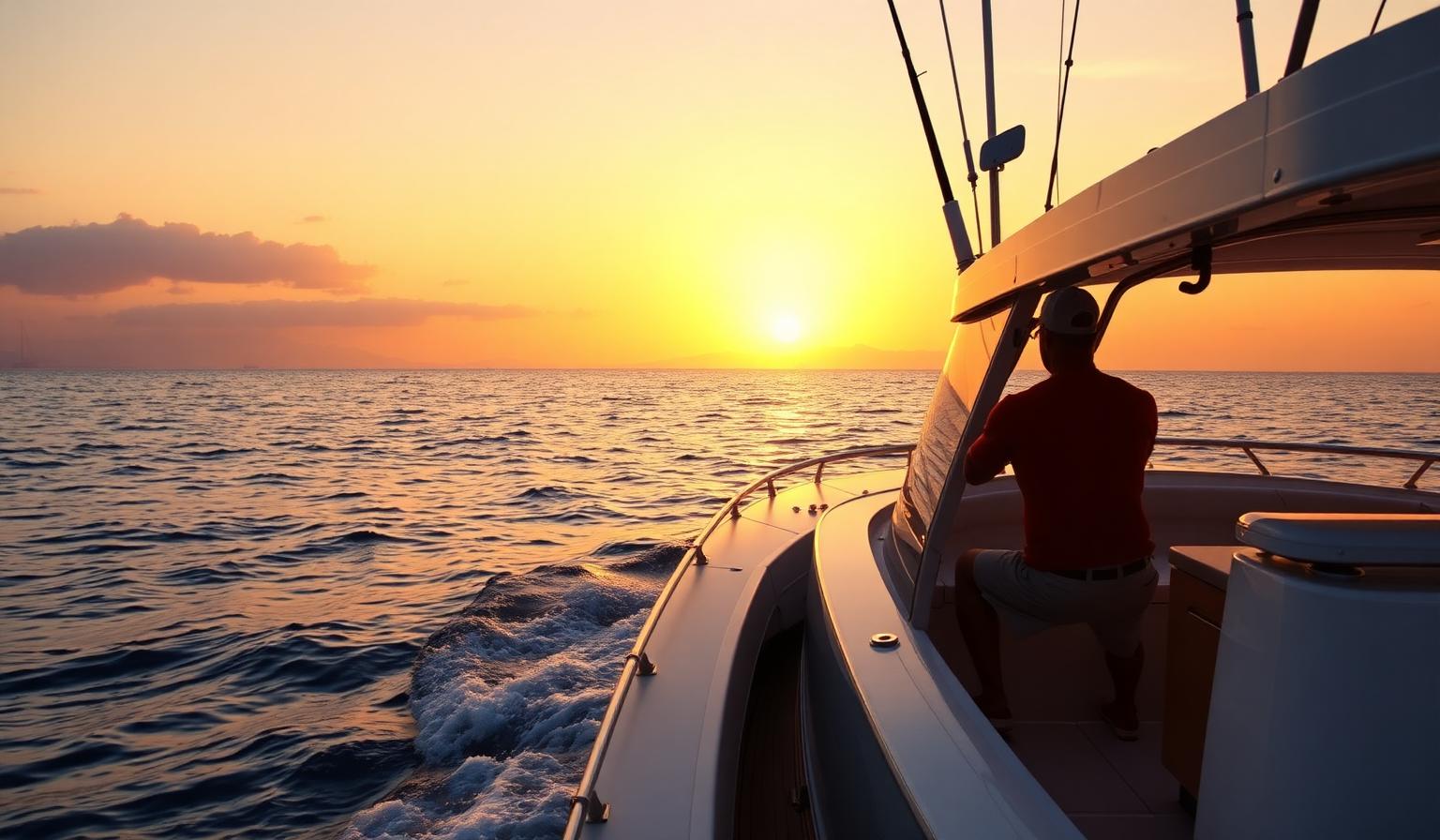 Sport fishing yacht in Puerto Vallarta at sunset